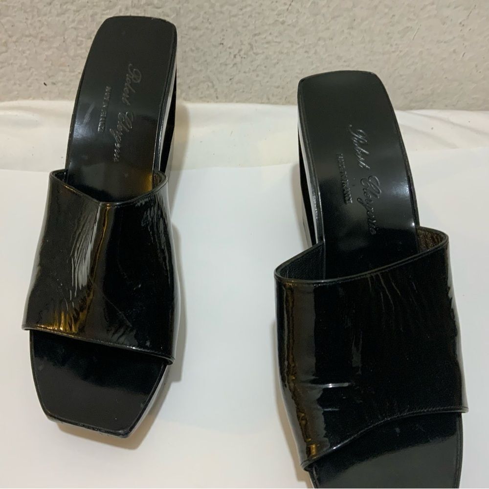 Robert Clergerie Paoli Patent Leather Slip on Cutout Wedge 9.5 - Picture 3 of 13